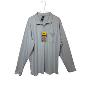 MIER Polo Shirt Mens XXL Light Gray Long Sleeve Performance Pocket Hiking Sport